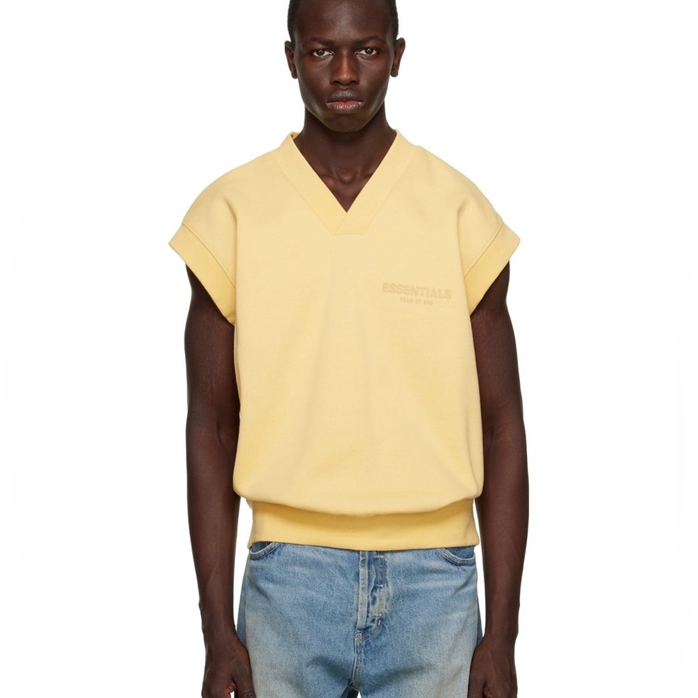 NWT Essentials Fear of God Size Small V-Neck Vest in Yellow